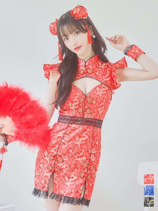 画像34: 【即日発送】【ハロウィン】 スリットミニチャイナ 【コスプレ3点セット】【XS-Lサイズ/3カラー】(SE01YN)[OF04]