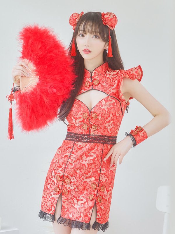 画像32: 【即日発送】【ハロウィン】 スリットミニチャイナ 【コスプレ3点セット】【XS-Lサイズ/3カラー】(SE01YN)[OF04]