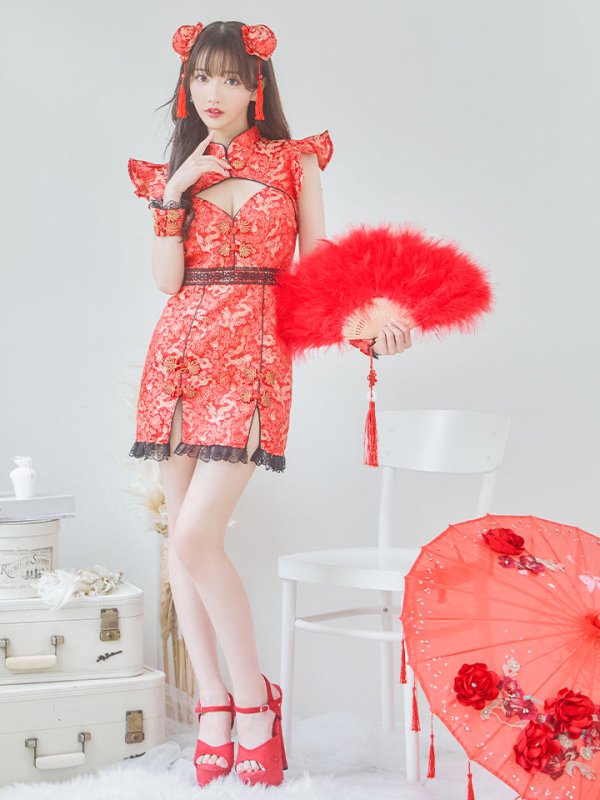 画像33: 【即日発送】【ハロウィン】 スリットミニチャイナ 【コスプレ3点セット】【XS-Lサイズ/3カラー】(SE01YN)[OF04]