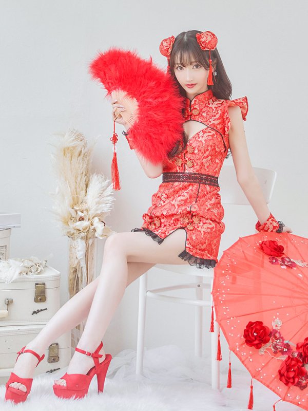 画像31: 【即日発送】【ハロウィン】 スリットミニチャイナ 【コスプレ3点セット】【XS-Lサイズ/3カラー】(SE01YN)[OF04]