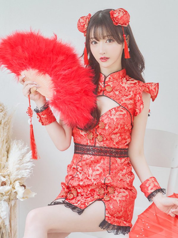 画像30: 【即日発送】【ハロウィン】 スリットミニチャイナ 【コスプレ3点セット】【XS-Lサイズ/3カラー】(SE01YN)[OF04]