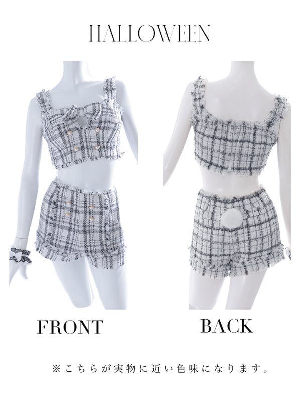 画像31: 【SALE!!】【即日発送】【ハロウィン】ツイードバニーリボンセットアップ（パンツ）【コスプレ6点セット】 【XS-Mサイズ/2カラー】[OF04]