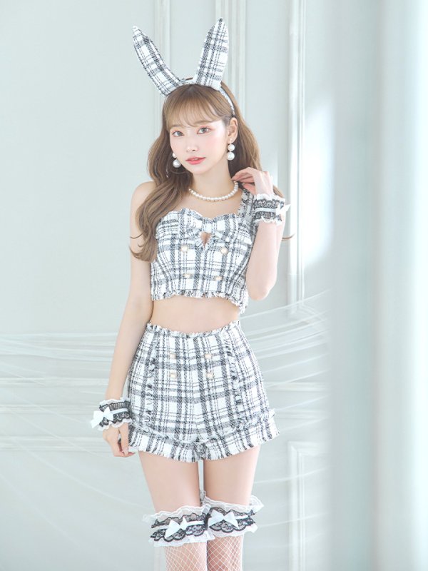 画像19: 【SALE!!】【即日発送】【ハロウィン】ツイードバニーリボンセットアップ（パンツ）【コスプレ6点セット】 【XS-Mサイズ/2カラー】[OF04]