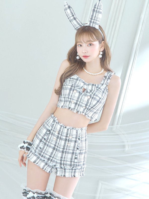 画像23: 【SALE!!】【即日発送】【ハロウィン】ツイードバニーリボンセットアップ（パンツ）【コスプレ6点セット】 【XS-Mサイズ/2カラー】[OF04]