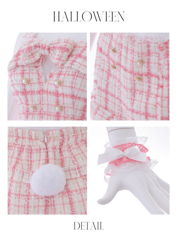 画像29: 【SALE!!】【即日発送】【ハロウィン】ツイードバニーリボンセットアップ（パンツ）【コスプレ6点セット】 【XS-Mサイズ/2カラー】[OF04]