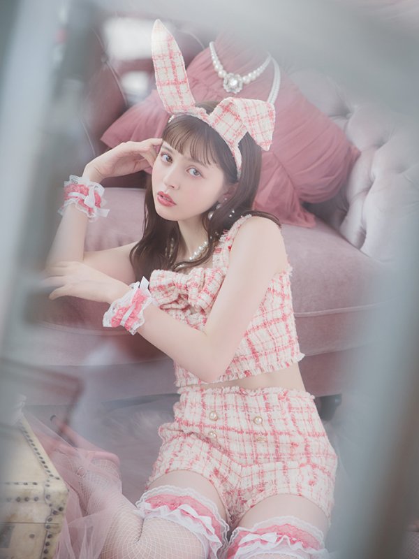 画像11: 【SALE!!】【即日発送】【ハロウィン】ツイードバニーリボンセットアップ（パンツ）【コスプレ6点セット】 【XS-Mサイズ/2カラー】[OF04]