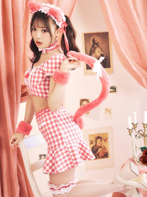 画像10: 【SALE!!】【即日発送】【ハロウィン】【LARME/ラルム掲載】ツイードキャットセットアップ 【コスプレ6点セット】 【XS-Mサイズ/4カラー】[HC03]