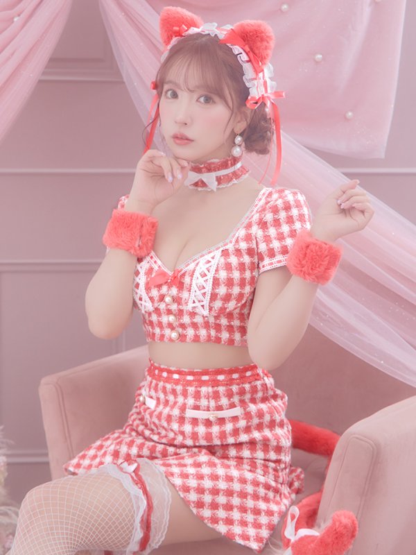 画像13: 【SALE!!】【即日発送】【ハロウィン】ツイードキャットセットアップ 【コスプレ6点セット】 【XS-Mサイズ/4カラー】[OF04]