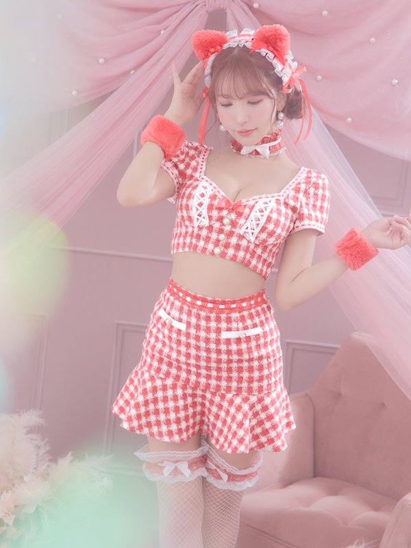 画像12: 【SALE!!】【即日発送】【ハロウィン】ツイードキャットセットアップ 【コスプレ6点セット】 【XS-Mサイズ/4カラー】[OF04]