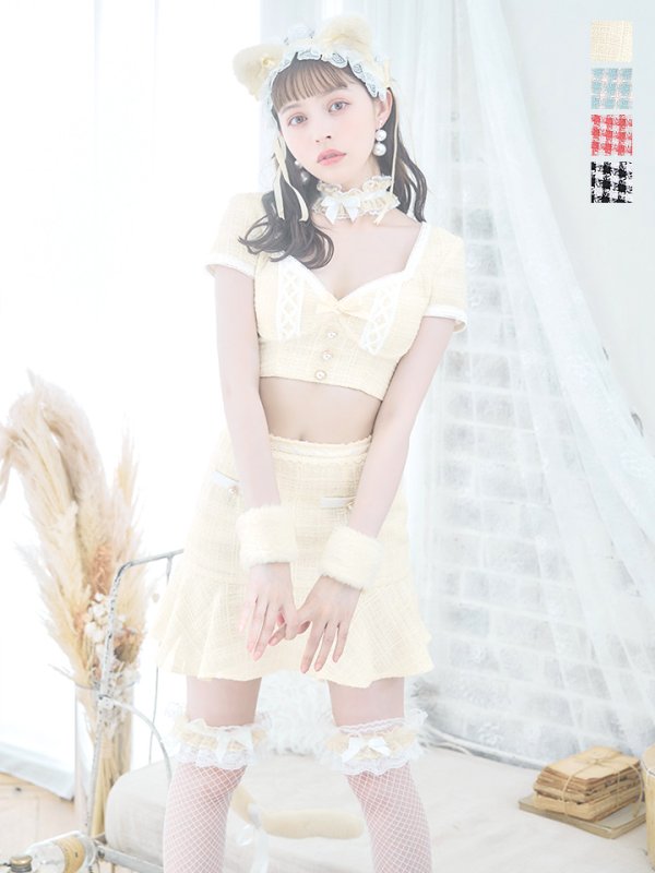 画像2: 値下げ！【即日発送】【ハロウィン】ツイードキャットセットアップ 【コスプレ6点セット】 【XS-Mサイズ/4カラー】[YMT]
