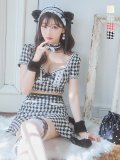 値下げ！【即日発送】【ハロウィン】ツイードキャットセットアップ 【コスプレ6点セット】 【XS-Mサイズ/4カラー】[YMT]