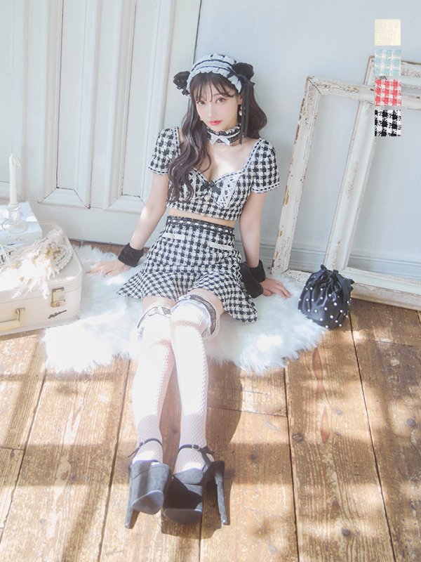 画像3: 【SALE!!】【即日発送】【ハロウィン】ツイードキャットセットアップ 【コスプレ6点セット】 【XS-Mサイズ/4カラー】[OF04]