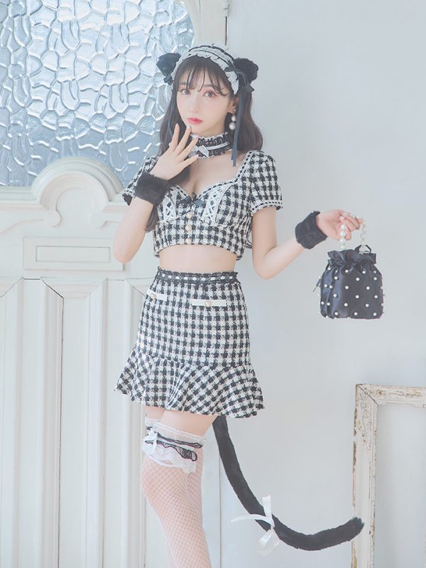 画像4: 【SALE!!】【即日発送】【ハロウィン】ツイードキャットセットアップ 【コスプレ6点セット】 【XS-Mサイズ/4カラー】[OF04]