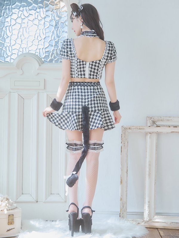 画像6: 【SALE!!】【即日発送】【ハロウィン】ツイードキャットセットアップ 【コスプレ6点セット】 【XS-Mサイズ/4カラー】[OF04]