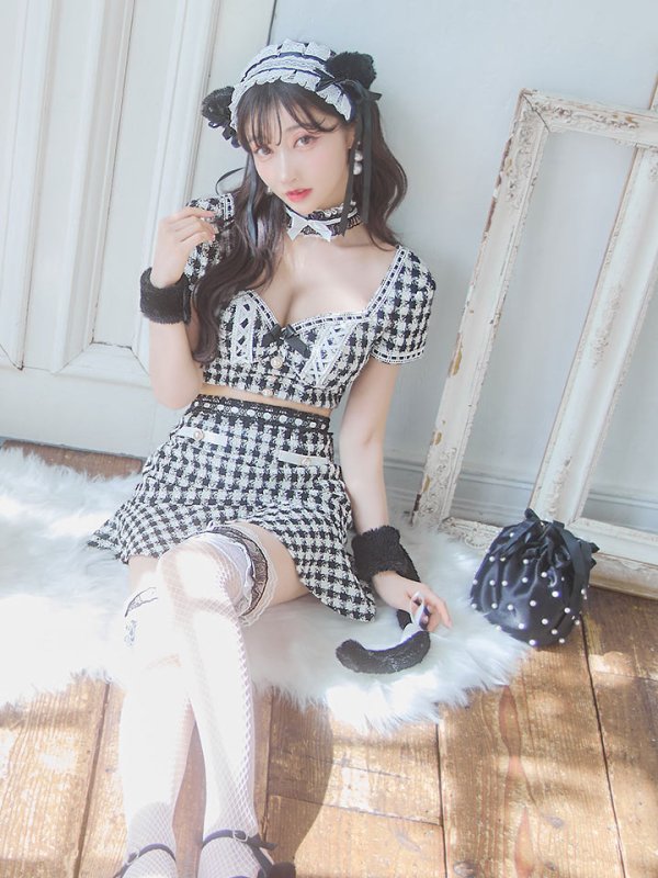 画像17: 【SALE!!】【即日発送】【ハロウィン】ツイードキャットセットアップ 【コスプレ6点セット】 【XS-Mサイズ/4カラー】[OF04]