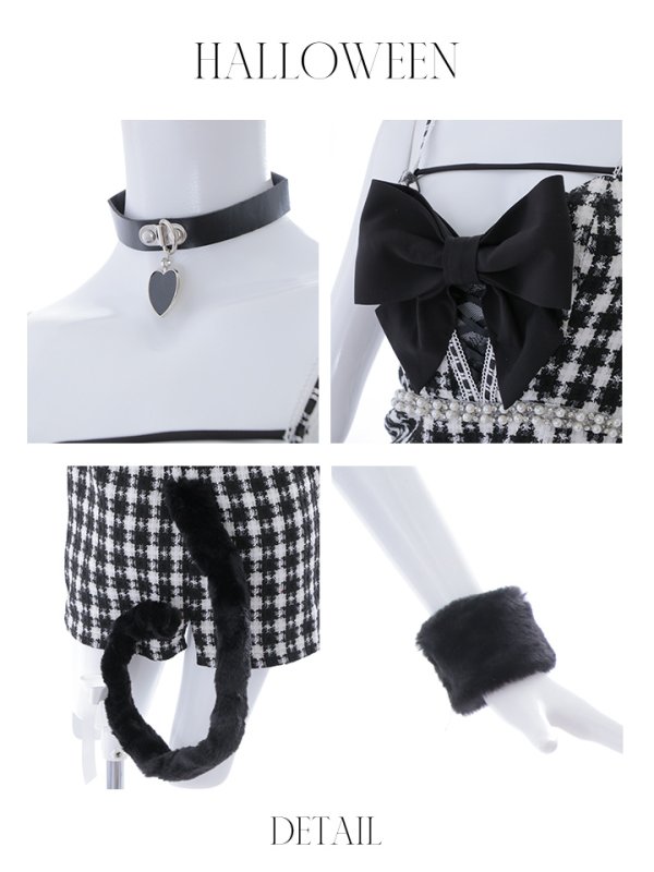 画像20: 【SALE!!】【即日発送】【ハロウィン】 ツイードキャットキャミ 【コスプレ5点セット】【S-Mサイズ/1カラー】[OF01]