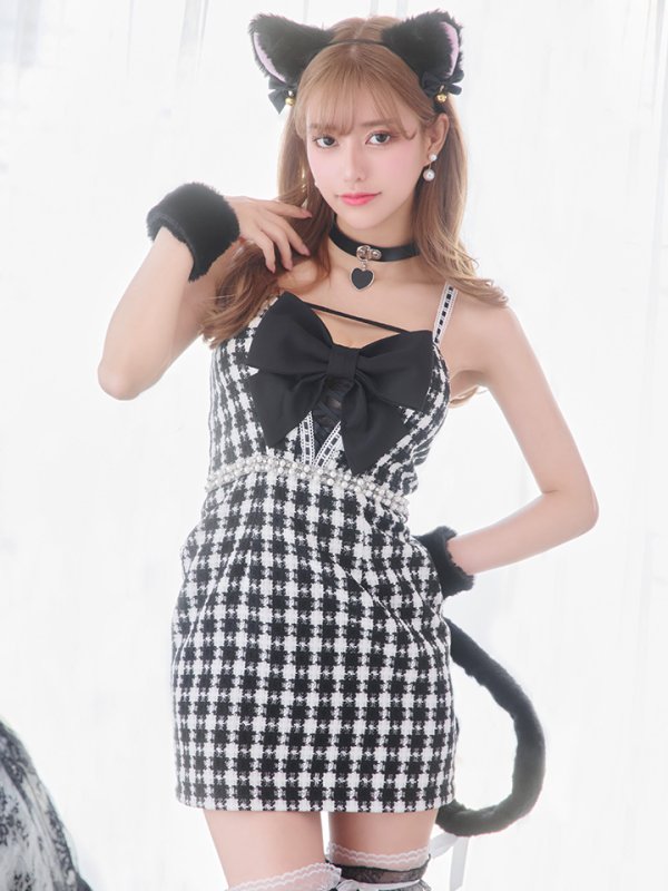 画像4: 【SALE!!】【即日発送】【ハロウィン】 ツイードキャットキャミ 【コスプレ5点セット】【S-Mサイズ/1カラー】[OF01]
