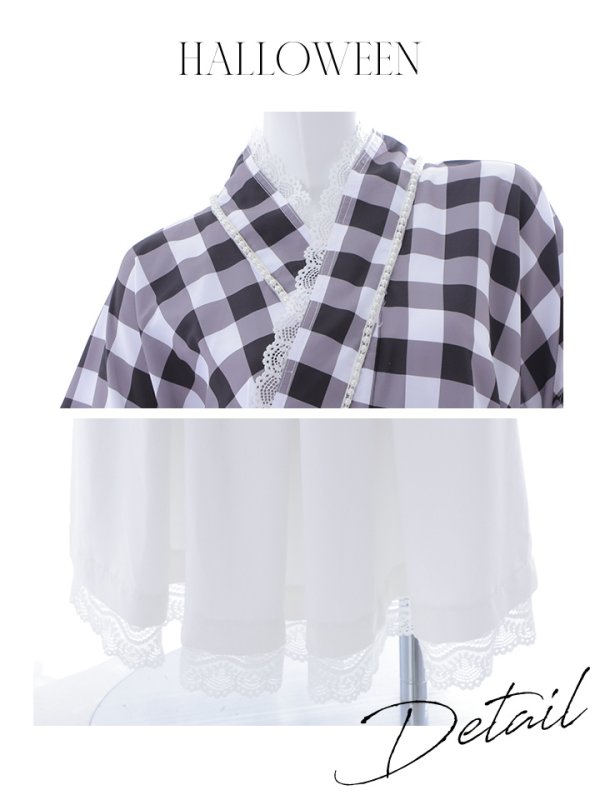 画像20: 【即日発送】【ハロウィン】 ギンガム猫巫女【コスプレ5点セット】【Fサイズ/2カラー】[HC03]