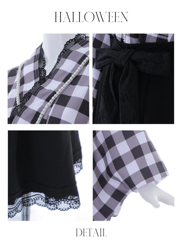 画像25: 【即日発送】【ハロウィン】 ギンガム猫巫女【コスプレ5点セット】【Fサイズ/2カラー】[HC03]