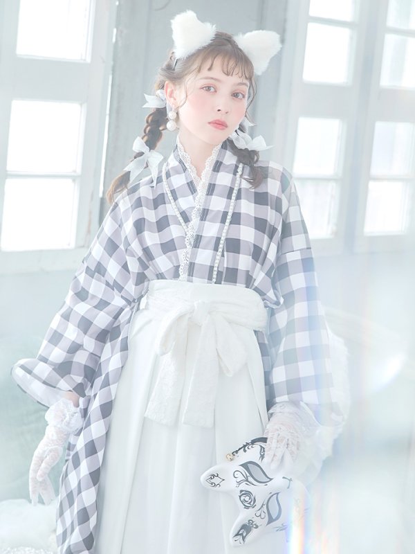 画像10: 【即日発送】【ハロウィン】 ギンガム猫巫女【コスプレ5点セット】【Fサイズ/2カラー】[HC03]