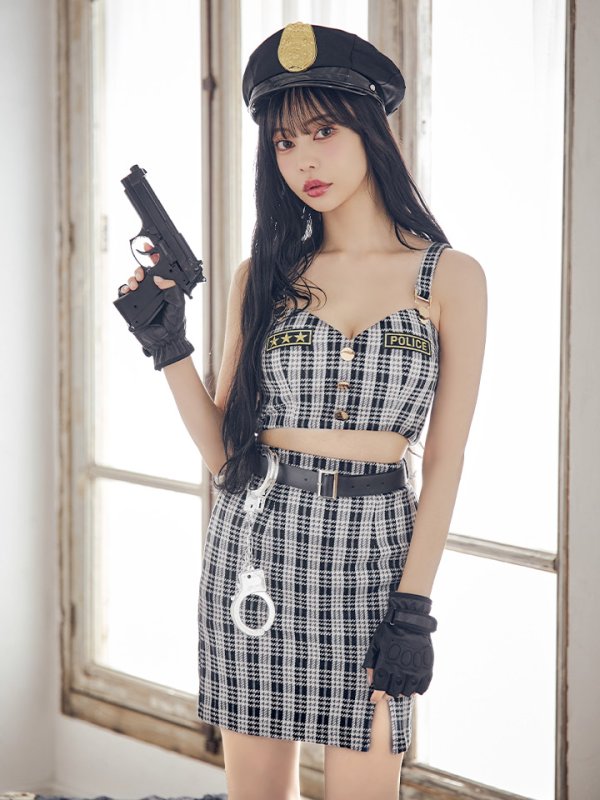 画像33: 【SALE!!】【即日発送】【ハロウィン】ツイードポリスセットアップ 【コスプレ5点セット】【XS-Mサイズ】(HC206-SV)[HC03-Bg]