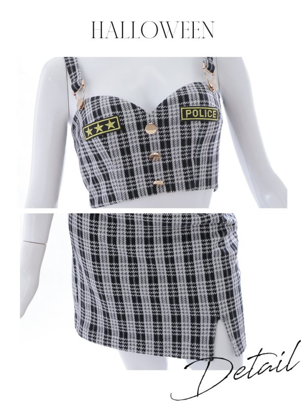 画像38: 【SALE!!】【即日発送】【ハロウィン】ツイードポリスセットアップ 【コスプレ5点セット】【XS-Mサイズ】(HC206-SV)[HC03-Bg]