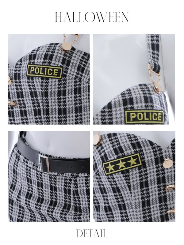 画像39: 【SALE!!】【即日発送】【ハロウィン】ツイードポリスセットアップ 【コスプレ5点セット】【XS-Mサイズ】(HC206-SV)[HC03-Bg]