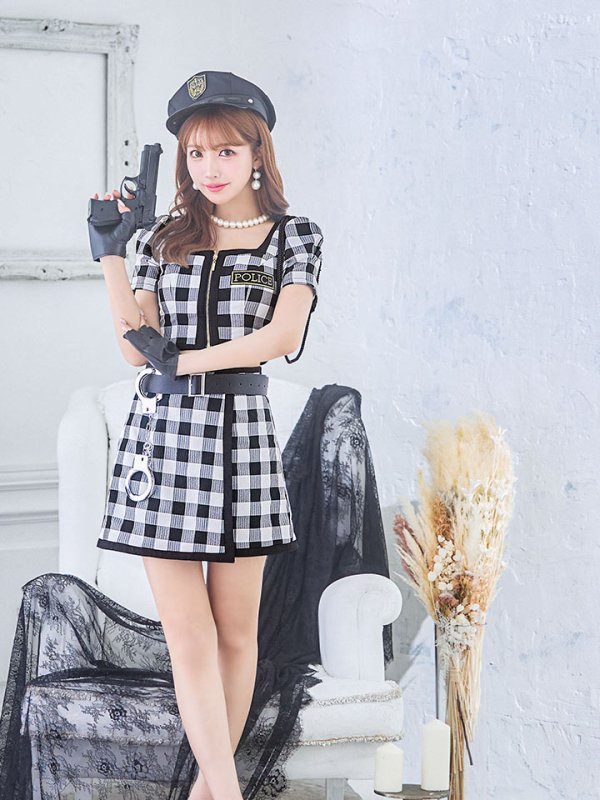 画像14: 【SALE!!】【ハロウィン】 ギンガムセットアップポリス 【コスプレ5点セット】【XS-Mサイズ/1カラー】(HC206-SV)[HC03-B]