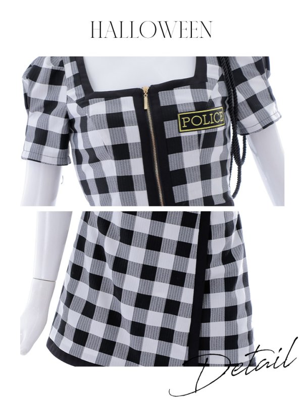 画像10: 【SALE!!】【ハロウィン】【LARME/ラルム掲載】 ギンガムセットアップポリス 【コスプレ5点セット】【XS-Mサイズ/1カラー】(HC206-SV)[OF01-B]