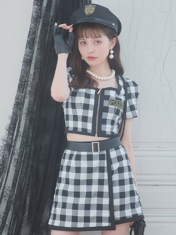 画像4: 【SALE!!】【ハロウィン】 ギンガムセットアップポリス 【コスプレ5点セット】【XS-Mサイズ/1カラー】(HC206-SV)[OF01-B]