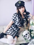 【ハロウィン】【LARME/ラルム掲載】 ギンガムセットアップポリス 【コスプレ5点セット】【XS-Mサイズ/1カラー】(HC206-SV)[YMT-B]