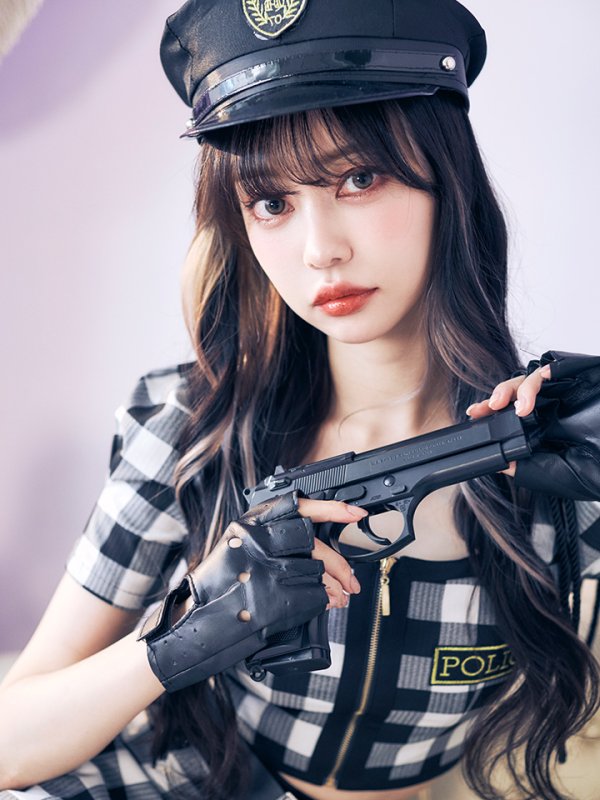 画像4: 【SALE!!】【ハロウィン】【LARME/ラルム掲載】 ギンガムセットアップポリス 【コスプレ5点セット】【XS-Mサイズ/1カラー】(HC206-SV)[OF01-B]