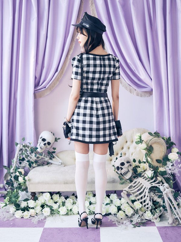画像6: 【SALE!!】【ハロウィン】【LARME/ラルム掲載】 ギンガムセットアップポリス 【コスプレ5点セット】【XS-Mサイズ/1カラー】(HC206-SV)[OF01-B]