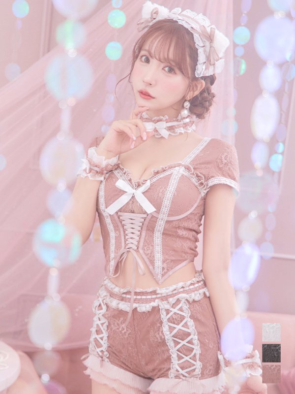 画像1: 【即日発送】【ハロウィン】コルセットレースキャット 【コスプレ6点セット】 【XS-Mサイズ/3カラー】[YMT]