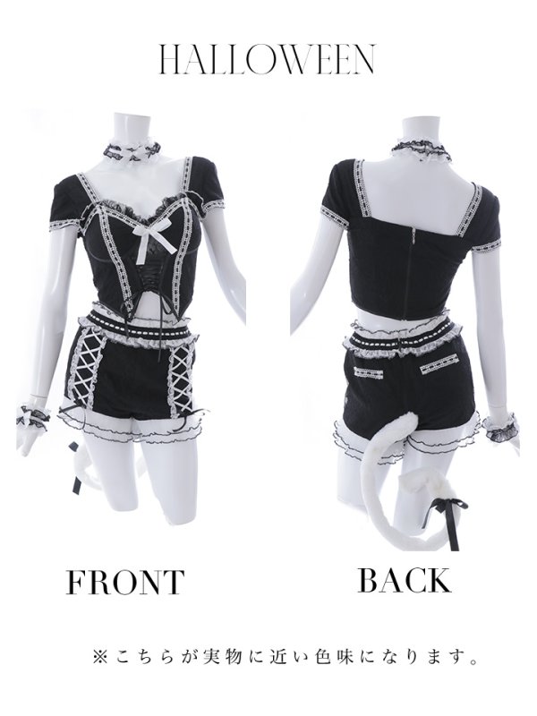 画像32: 【即日発送】【ハロウィン】コルセットレースキャット 【コスプレ6点セット】 【XS-Mサイズ/3カラー】[OF01]