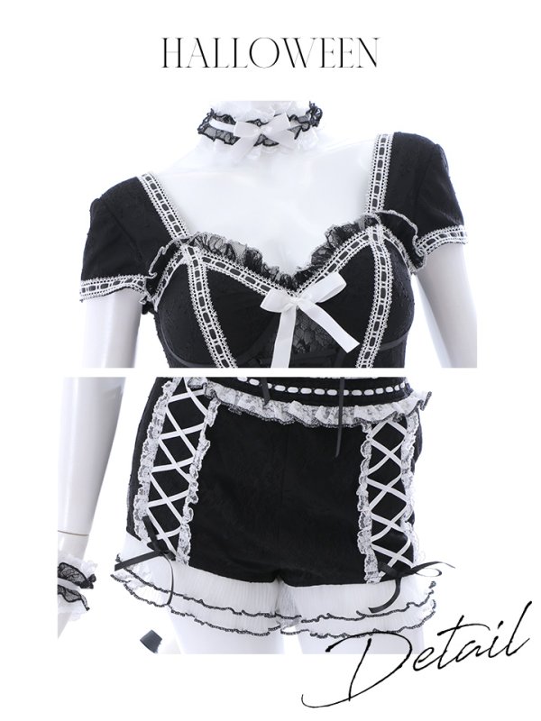 画像45: 【即日発送】【ハロウィン】コルセットレースキャット 【コスプレ6点セット】 【XS-Mサイズ/3カラー】[OF01]