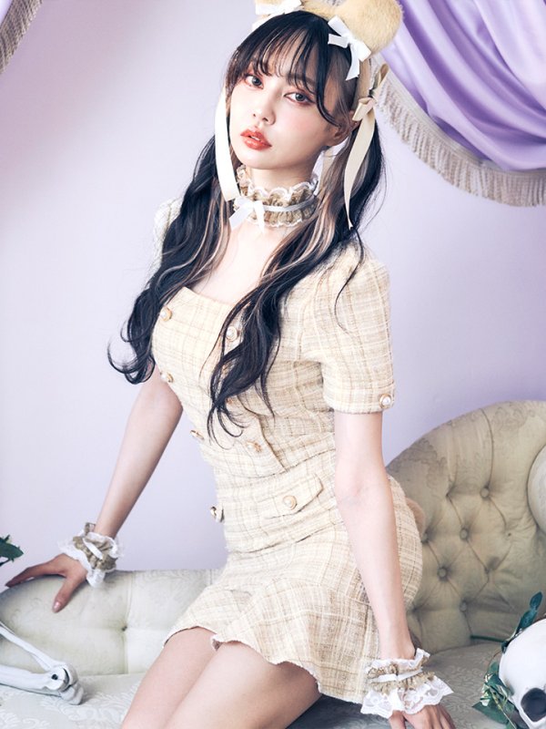 画像16: 【SALE!!】【即日発送】【ハロウィン】【LARME/ラルム掲載】ツイードくまセットアップ/ベア 【コスプレ6点セット】 【XS-Mサイズ/1カラー】[HC03]