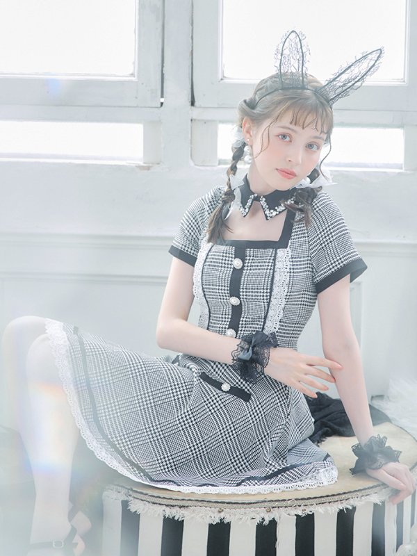 画像9: 【SALE!!】【即日発送】【ハロウィン】 グレンチェックセットアップバニー 【コスプレ6点セット】【XS-Mサイズ/1カラー】[OF01]