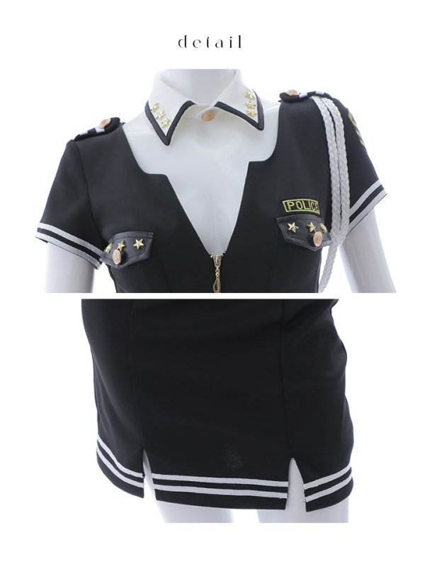 画像42: 【即日発送！】【ハロウィン】半袖ポリスタイトワンピース 【コスプレ5点セット】【XS-XLサイズ】[OF04-Bg]