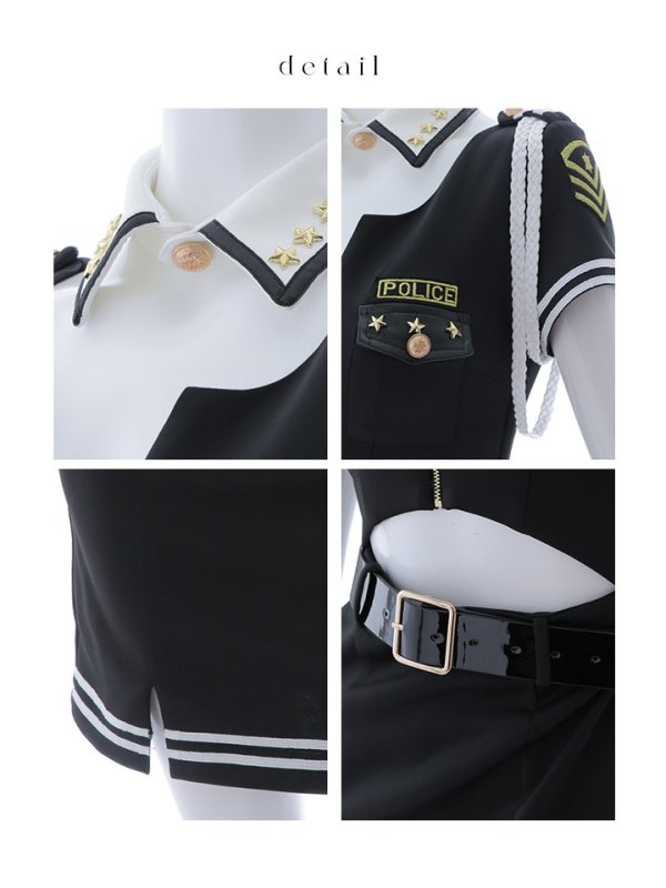 画像44: 【即日発送！】【ハロウィン】半袖ポリスタイトワンピース 【コスプレ5点セット】【XS-XLサイズ】[OF04-Bg]