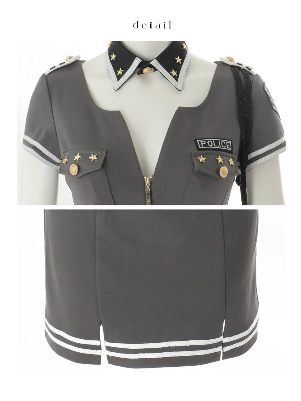 画像42: 【即日発送！】【ハロウィン】半袖ポリスタイトワンピース 【コスプレ5点セット】【XS-XLサイズ】[HC03-Bg]