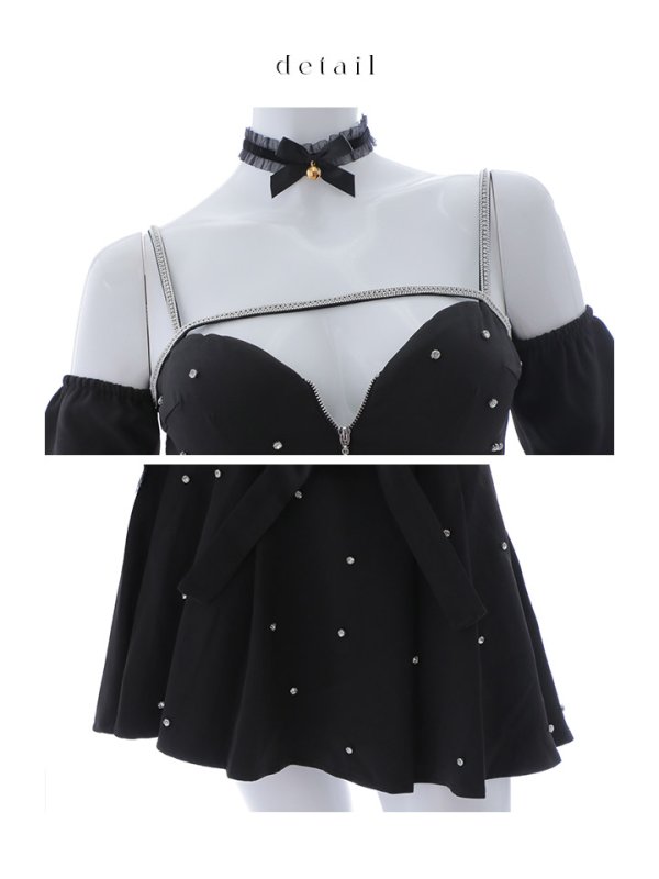 画像23: 【即日発送！】【ハロウィン】ビジューブラックキャットセットアップ 【コスプレ7点セット】[HC03]