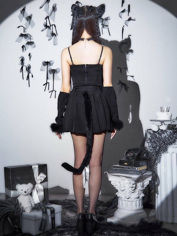 画像17: 【即日発送！】【ハロウィン】ビジューブラックキャットセットアップ 【コスプレ7点セット】[HC03]