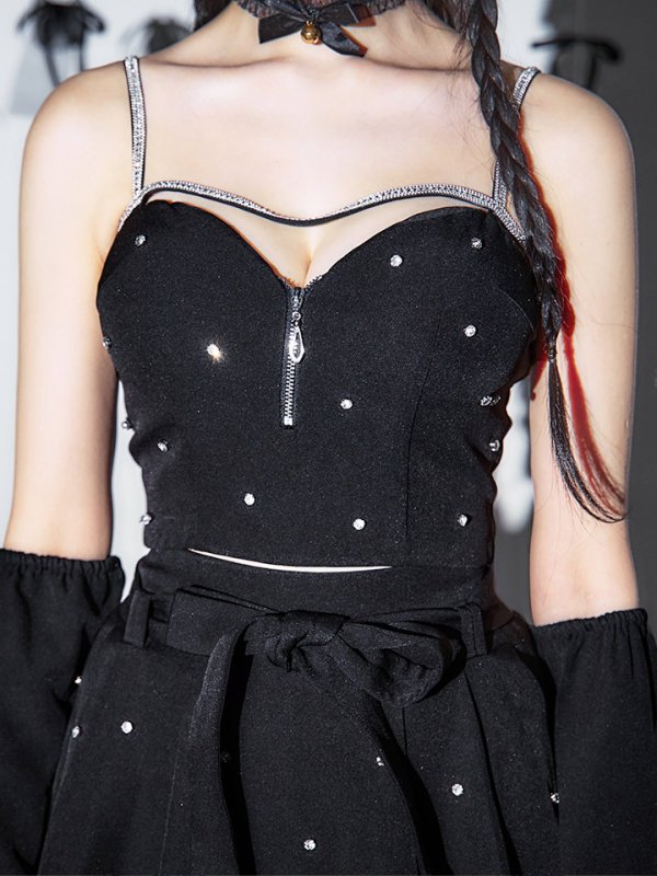 画像19: 【即日発送！】【ハロウィン】ビジューブラックキャットセットアップ 【コスプレ7点セット】[HC03]