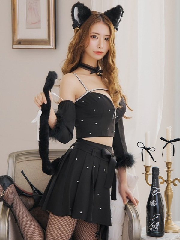 画像10: 【即日発送！】【ハロウィン】ビジューブラックキャットセットアップ 【コスプレ7点セット】[HC03]