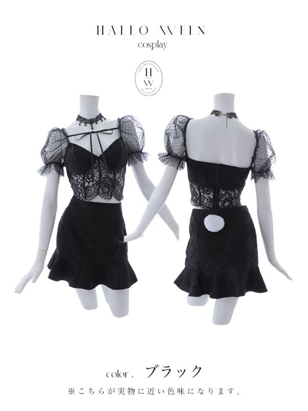 画像35: 【即日発送！】【ハロウィン】セクシーレースバニー半袖セットアップ 【コスプレ7点セット】[HC03]