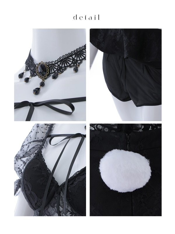 画像37: 【即日発送！】【ハロウィン】セクシーレースバニー半袖セットアップ 【コスプレ7点セット】[HC03]