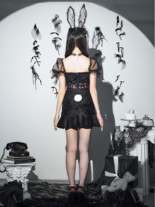 画像30: 【即日発送！】【ハロウィン】セクシーレースバニー半袖セットアップ 【コスプレ7点セット】[HC03]