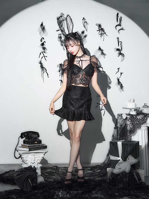 画像22: 【即日発送！】【ハロウィン】セクシーレースバニー半袖セットアップ 【コスプレ7点セット】[HC03]