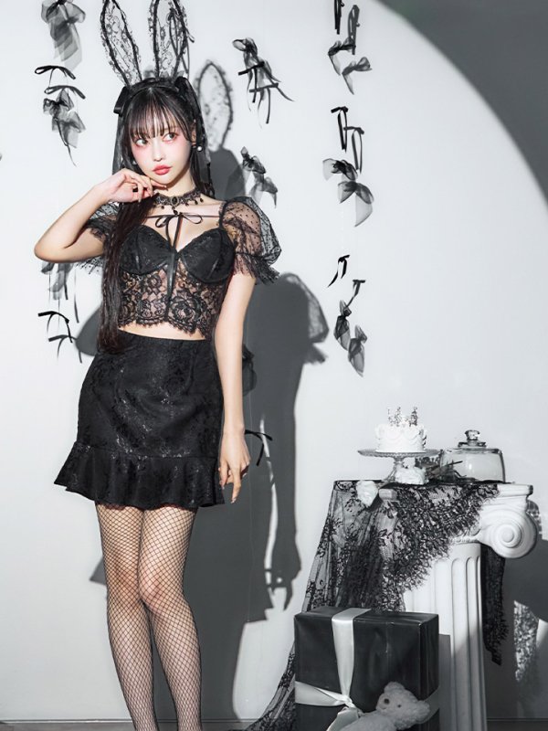 画像23: 【即日発送！】【ハロウィン】セクシーレースバニー半袖セットアップ 【コスプレ7点セット】[HC03]